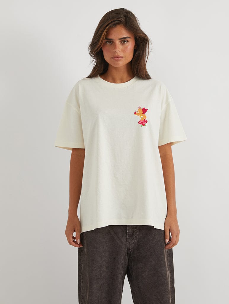 Care Bears x Skinnydip Spring Animals T-Shirt In White Tops & T-Shirts Skinnydip London