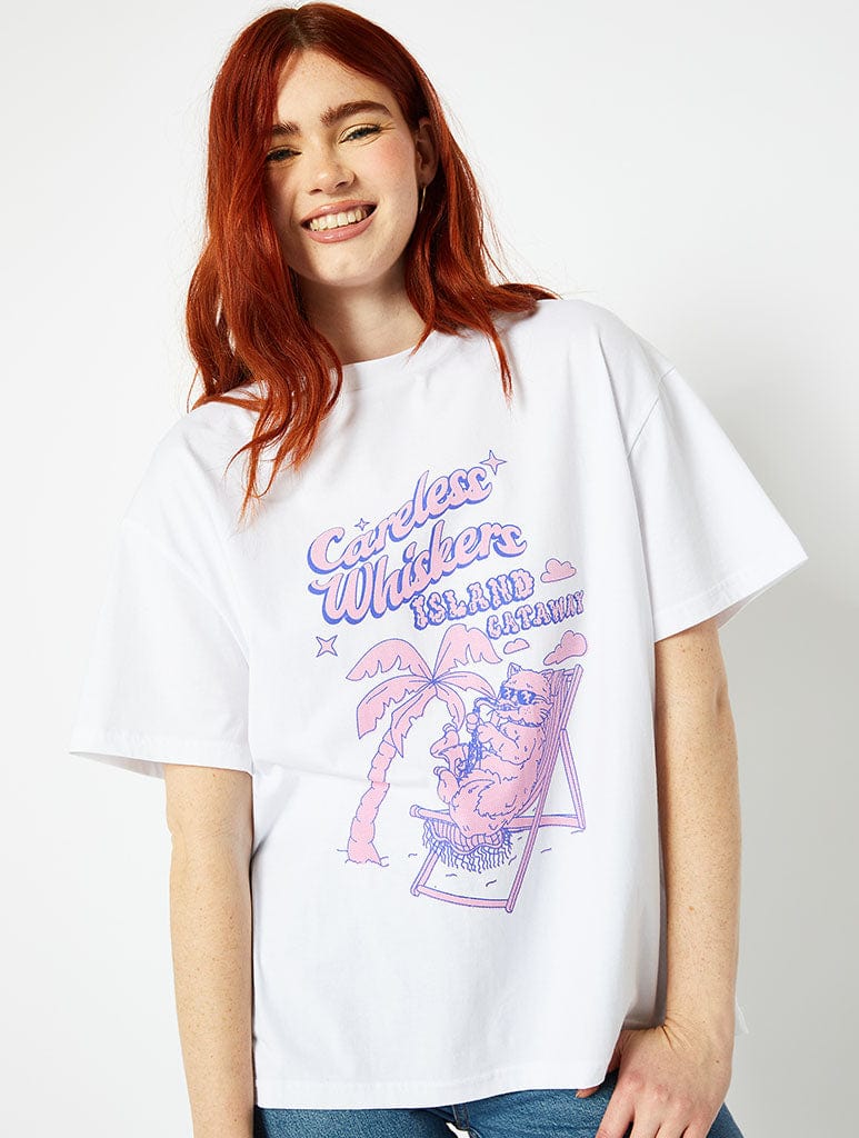 Careless Whiskers Oversized White T-Shirt Tops & T-Shirts Skinnydip London