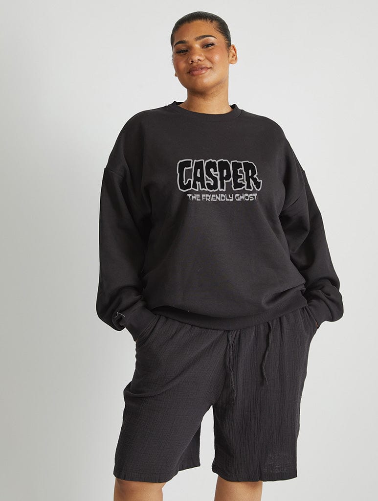 Casper x Skinnydip You Look Like You've Seen A Ghost Sweatshirt In Black Hoodies & Sweatshirts Skinnydip London