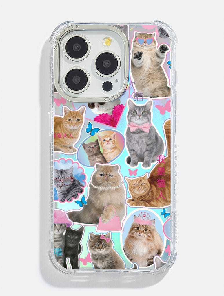 Cat Sticker Holo Foil Shock iPhone Case Phone Cases Skinnydip London