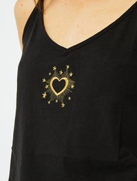 Celestial Cami & Trouser Pyjama Set in Black Lingerie & Nightwear Skinnydip London
