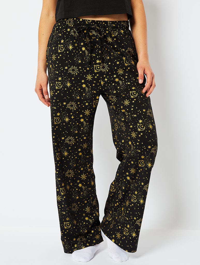 Celestial Cami & Trouser Pyjama Set in Black Lingerie & Nightwear Skinnydip London