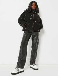 Celestial Embroidered Borg Puffer Jacket Coats & Jackets Skinnydip London
