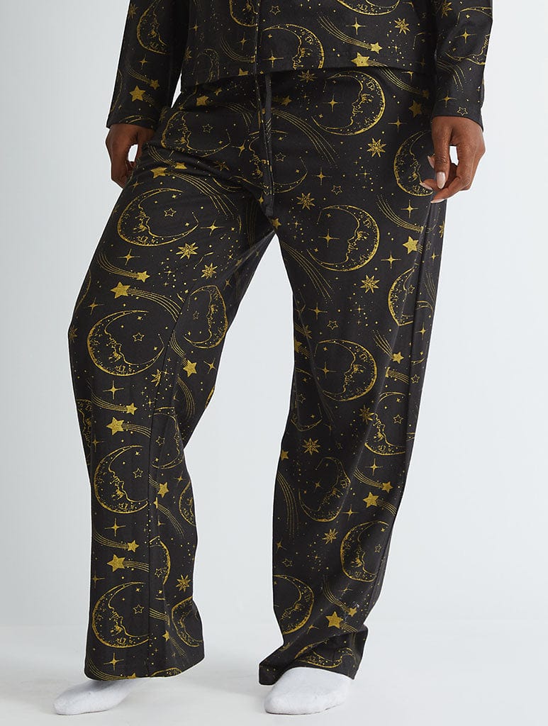 Celestial Pyjama Set in Black Lingerie & Nightwear Skinnydip London