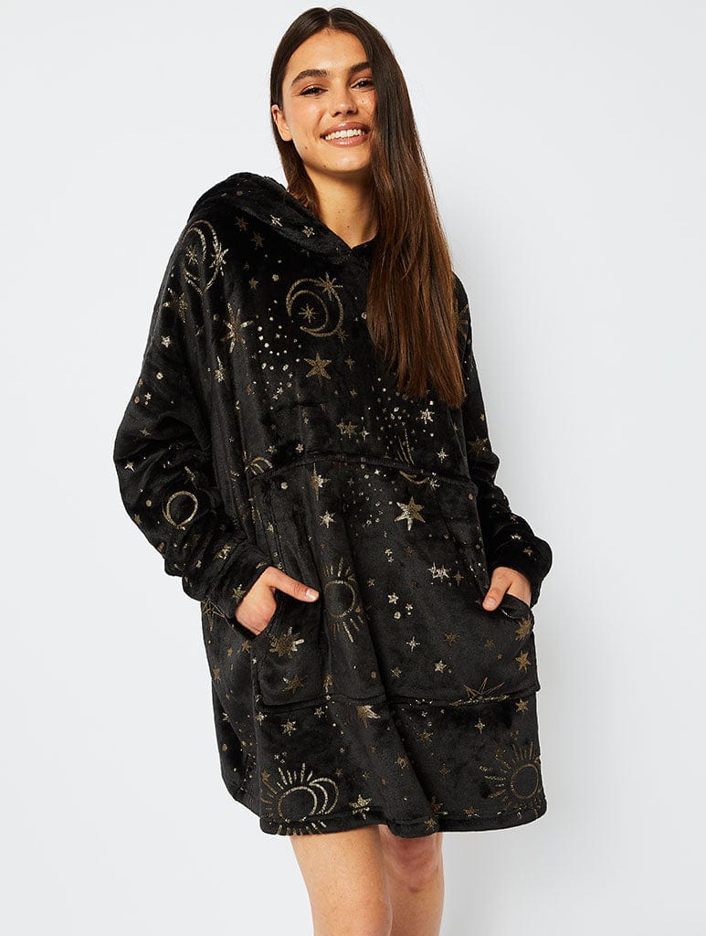 Celestial Starry Night Fleece Blanket Hoodie Lingerie & Nightwear Skinnydip London