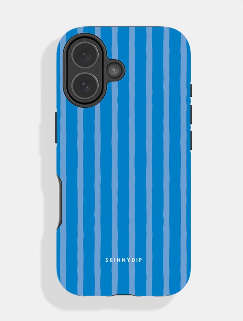 Cerulean Blue Stripe Ultra Protective iPhone Case Phone Cases Skinnydip London