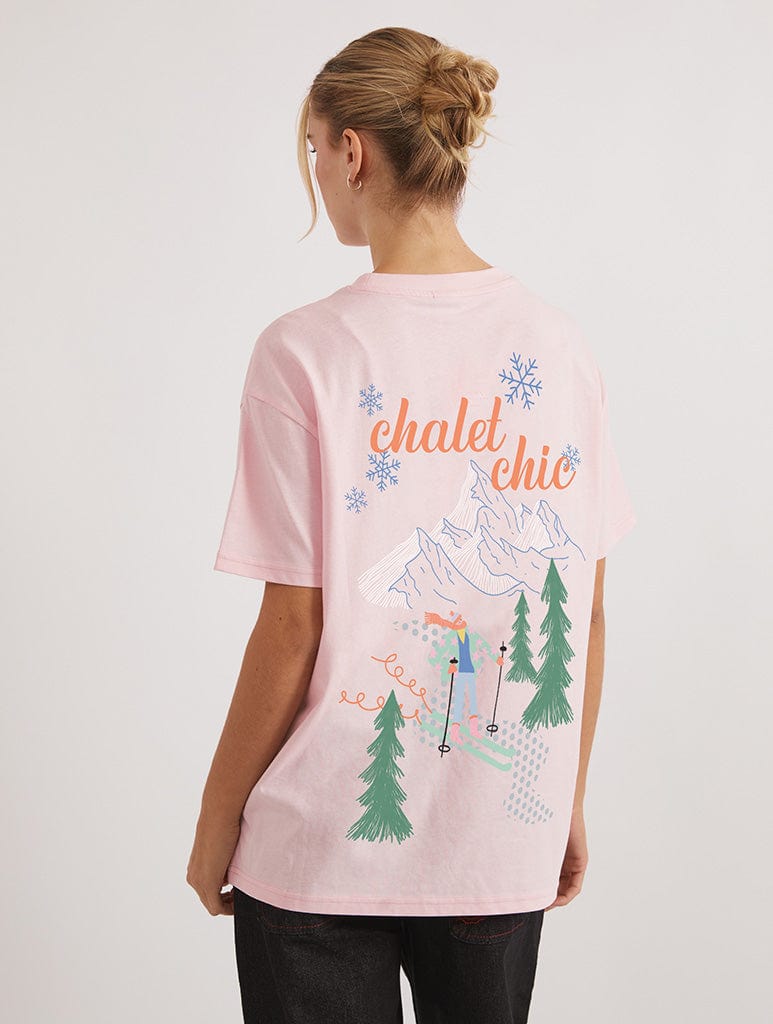 Chalet Chic T-Shirt In Pink Tops & T-Shirts Skinnydip London