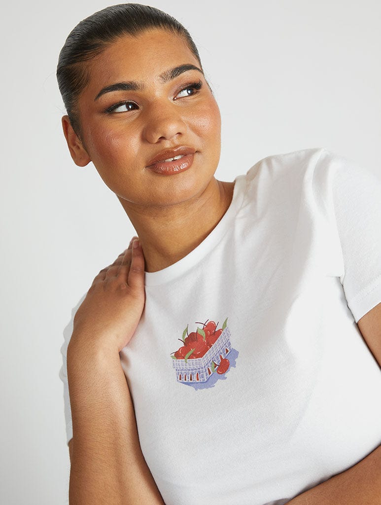 Cherry Basket Baby T-Shirt in White Tops & T-Shirts Skinnydip London