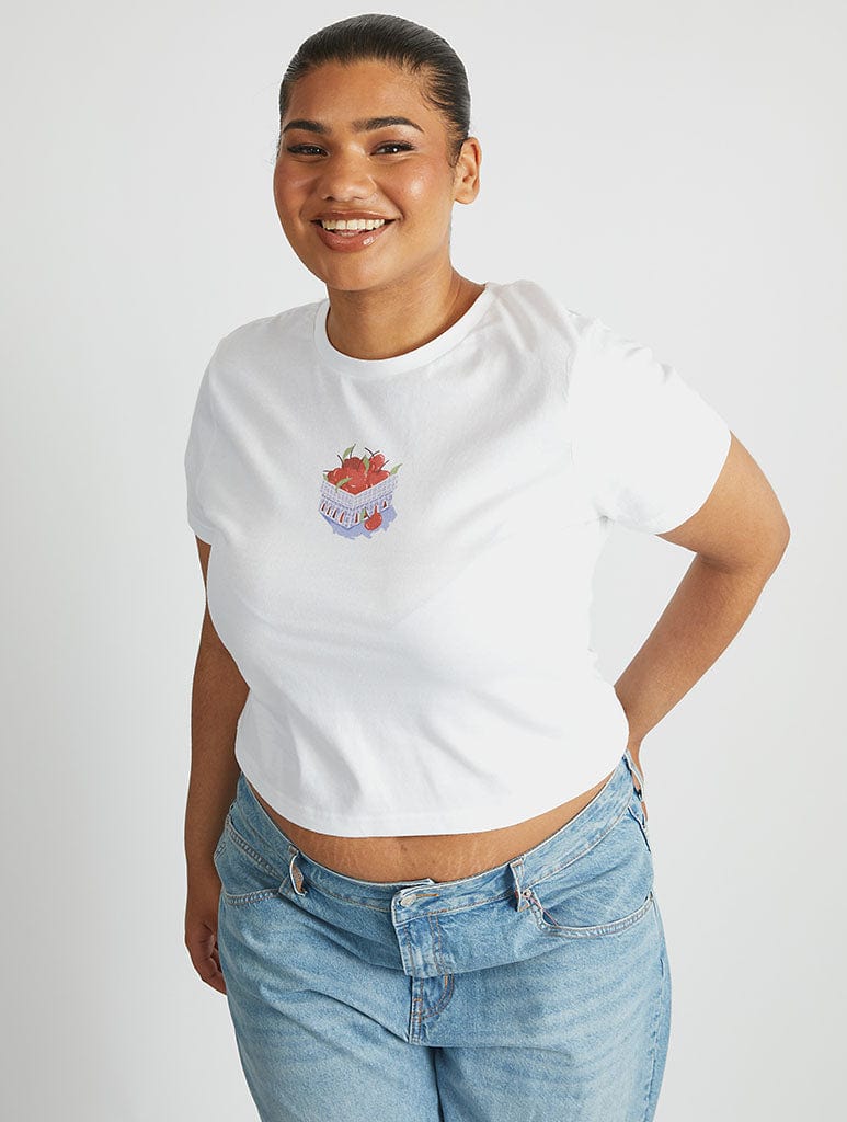 Cherry Basket Baby T-Shirt in White Tops & T-Shirts Skinnydip London
