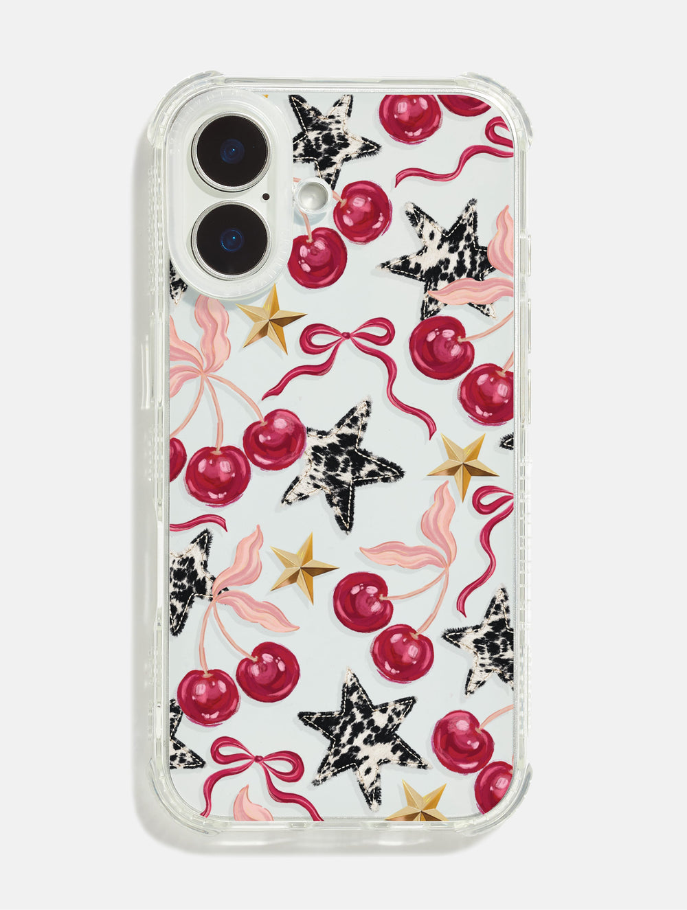 Cherry Bows & Cow Print Stars Holo Shock iPhone Case Phone Cases Skinnydip London