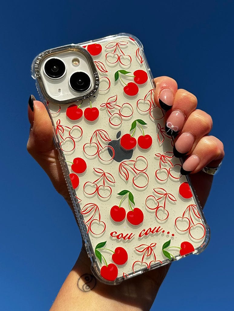Cherry Print Glitter Shock iPhone Case Phone Cases Skinnydip London