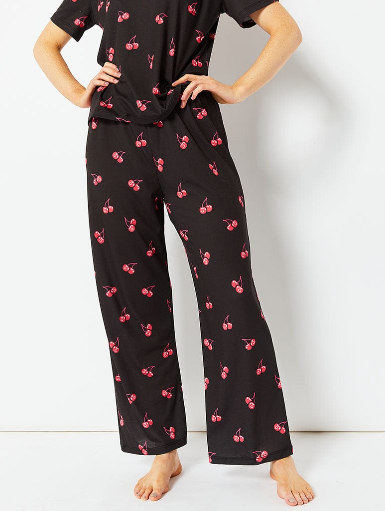 Cherry Print T-Shirt and Trouser Pyjama Set Lingerie & Nightwear Skinnydip London