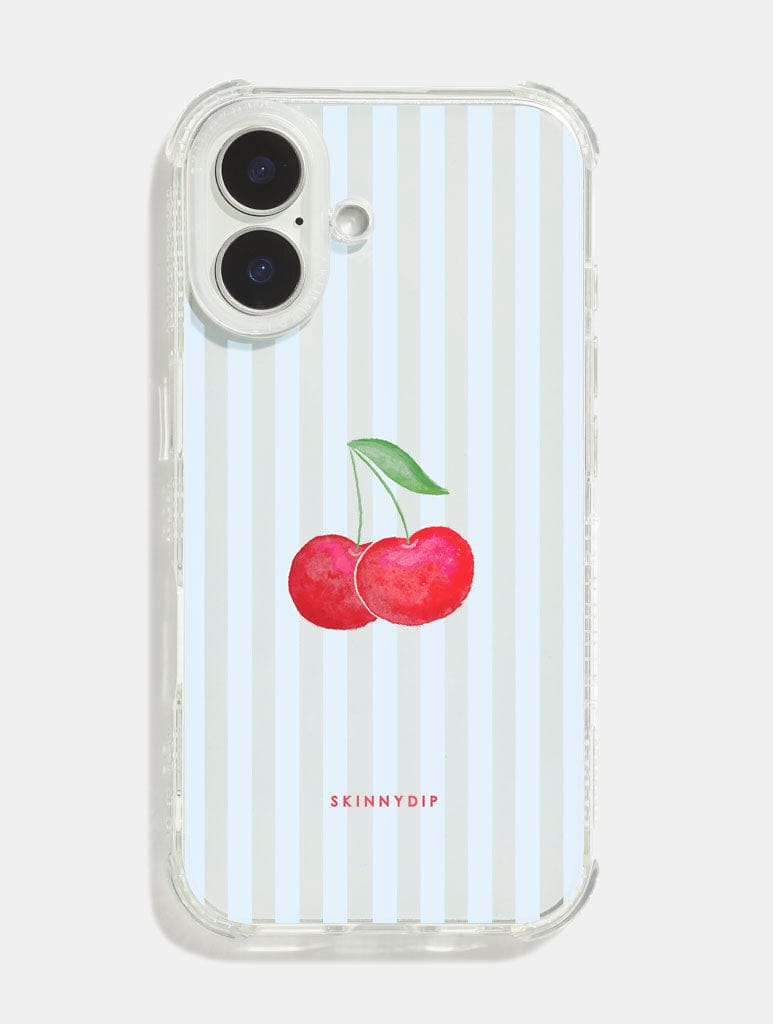 Cherry Stripes Shock iPhone Case Phone Cases Skinnydip London