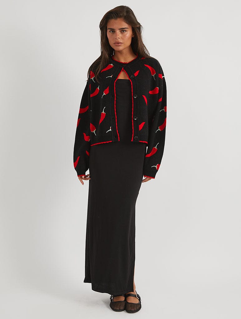 Chilli Black Knitted Cardigan Jumpers & Cardigans Skinnydip London