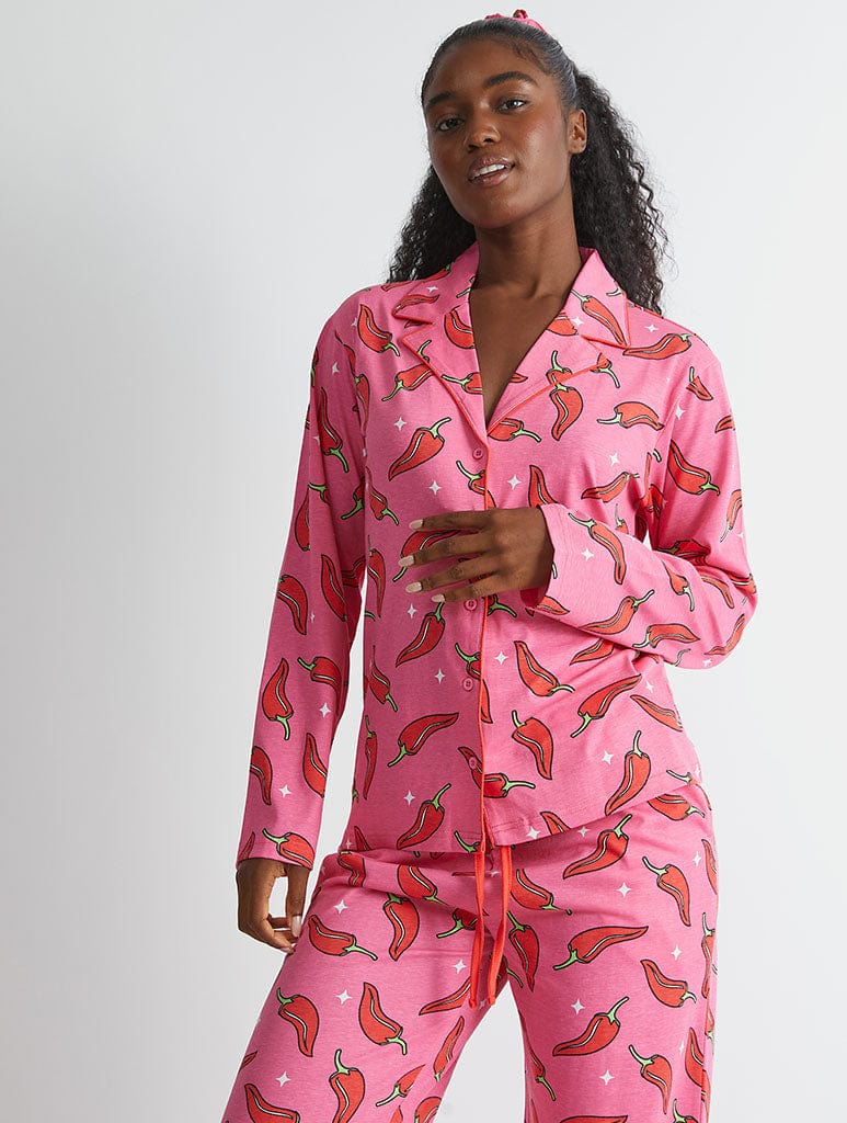 Chilli Sparkle Pyjama Set in Pink Lingerie & Nightwear Skinnydip London