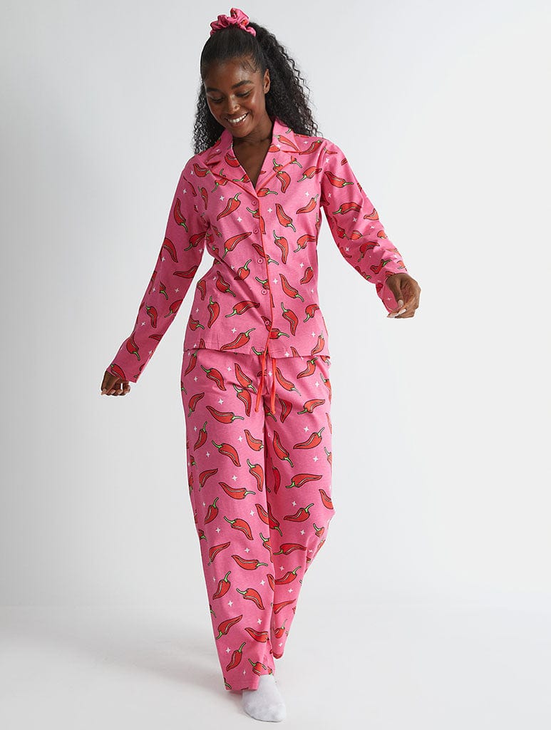 Chilli Sparkle Pyjama Set in Pink Lingerie & Nightwear Skinnydip London