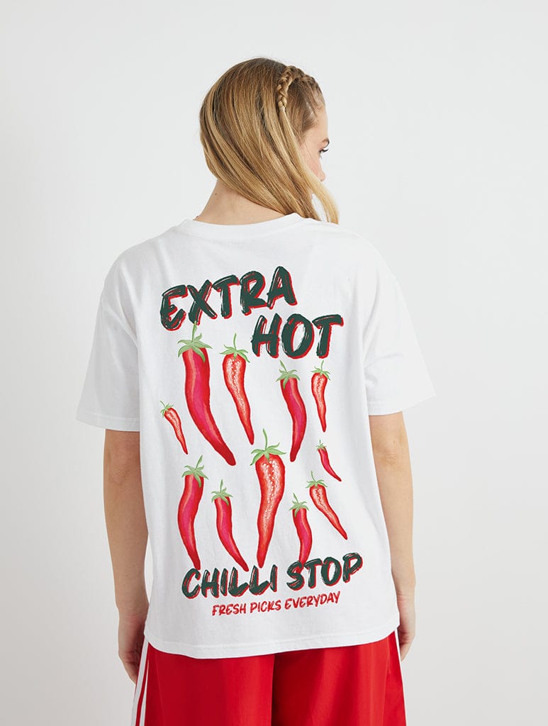 Chilli Stop T-Shirt In White Tops & T-Shirts Skinnydip London