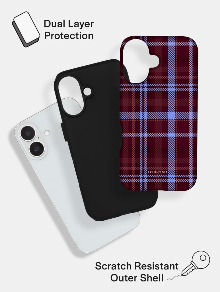 Chocolate and Blue Tartan Ultra Protective iPhone Case Phone Cases Skinnydip London