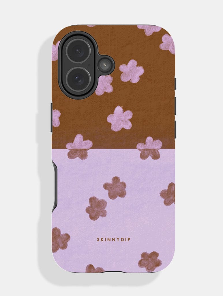 Chocolate Brown and Purple Two-Tone Flower Ultra Protective iPhone Case Phone Cases Skinnydip London