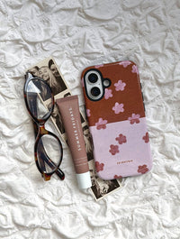 Chocolate Brown and Purple Two-Tone Flower Ultra Protective iPhone Case Phone Cases Skinnydip London
