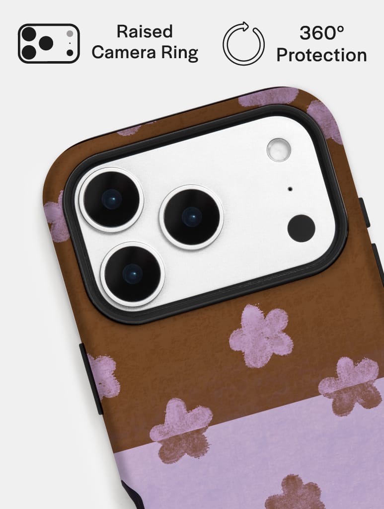 Chocolate Brown and Purple Two-Tone Flower Ultra Protective iPhone Case Phone Cases Skinnydip London