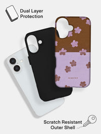 Chocolate Brown and Purple Two-Tone Flower Ultra Protective iPhone Case Phone Cases Skinnydip London