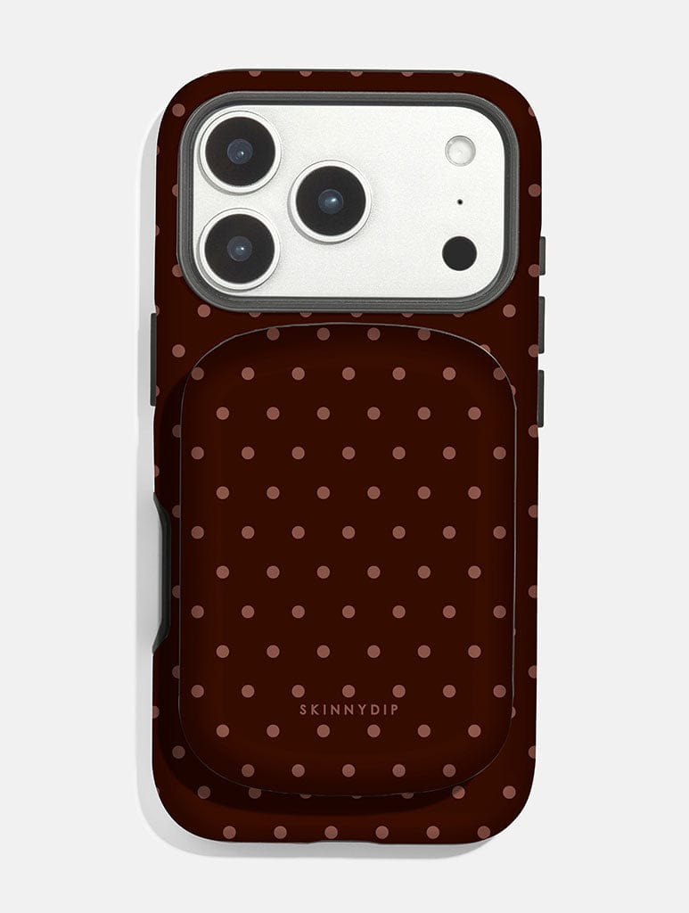 Chocolate Brown Mini Dots Portable Magsafe Charger Portable Chargers Skinnydip London