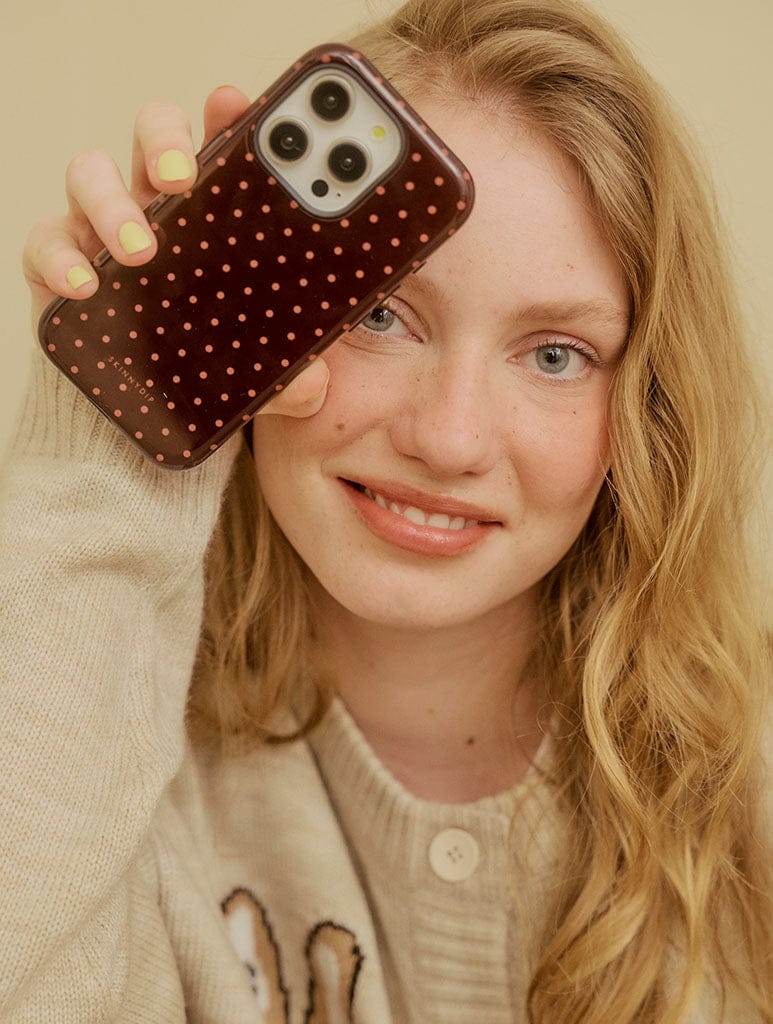 Chocolate Brown Mini Dots Ultra Protective iPhone Case Phone Cases Skinnydip London