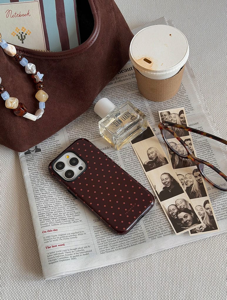 Chocolate Brown Mini Dots Ultra Protective iPhone Case Phone Cases Skinnydip London