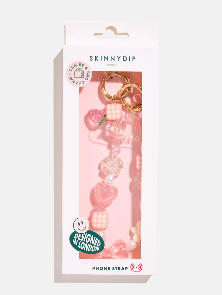 Chunky Pink Beaded Charm Strap Phone Grips Skinnydip London