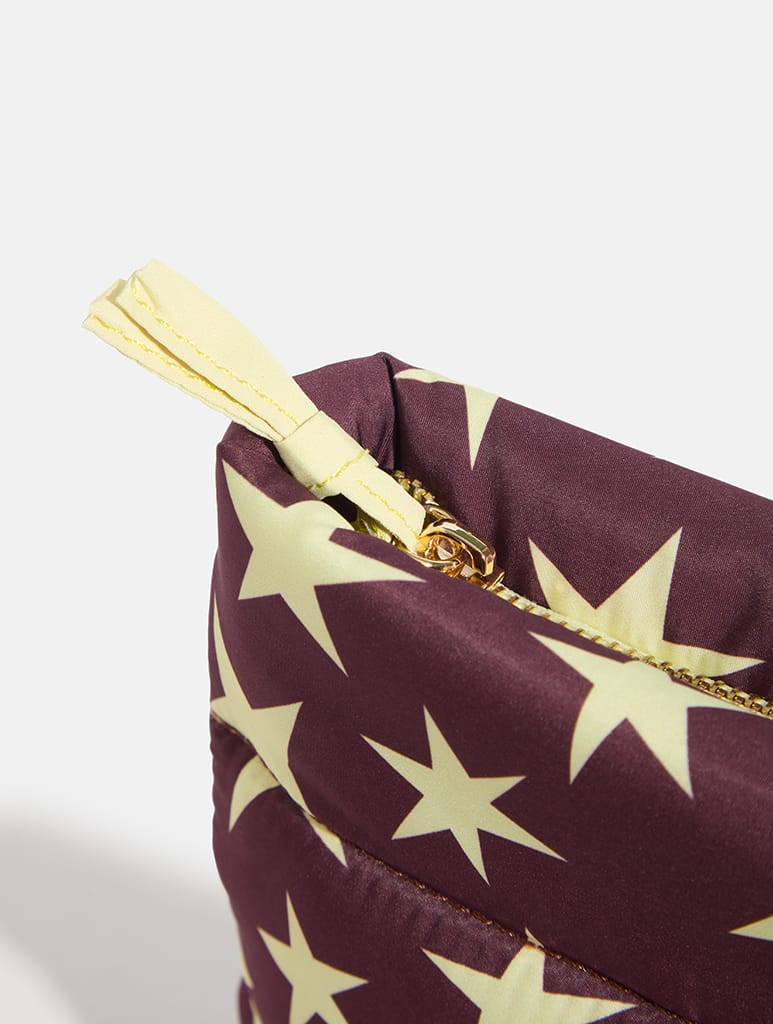 Chunky Stars Pillow Pouch Makeup Bag in Chocolate and Yellow Makeup Bags & Wash Bags Skinnydip London
