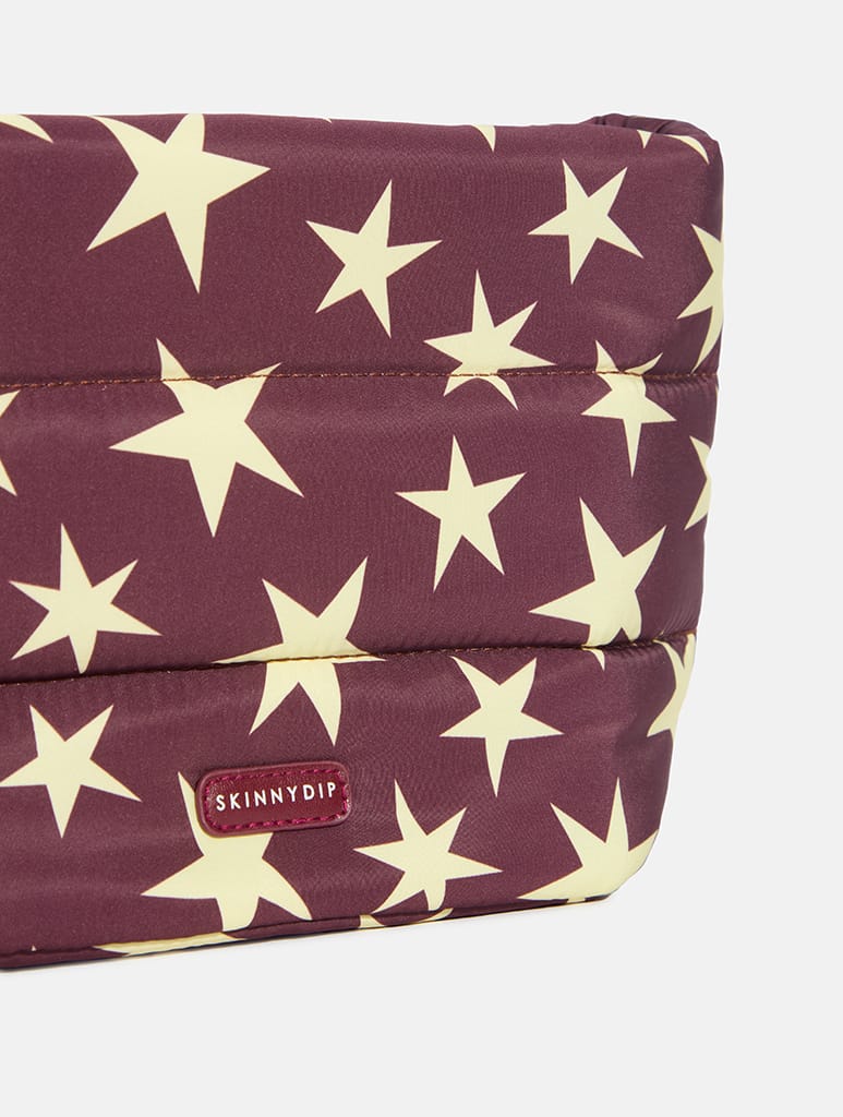 Chunky Stars Pillow Pouch Makeup Bag in Chocolate and Yellow Makeup Bags & Wash Bags Skinnydip London