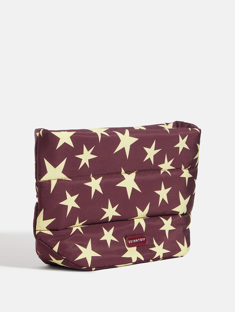 Chunky Stars Pillow Pouch Makeup Bag in Chocolate and Yellow Makeup Bags & Wash Bags Skinnydip London