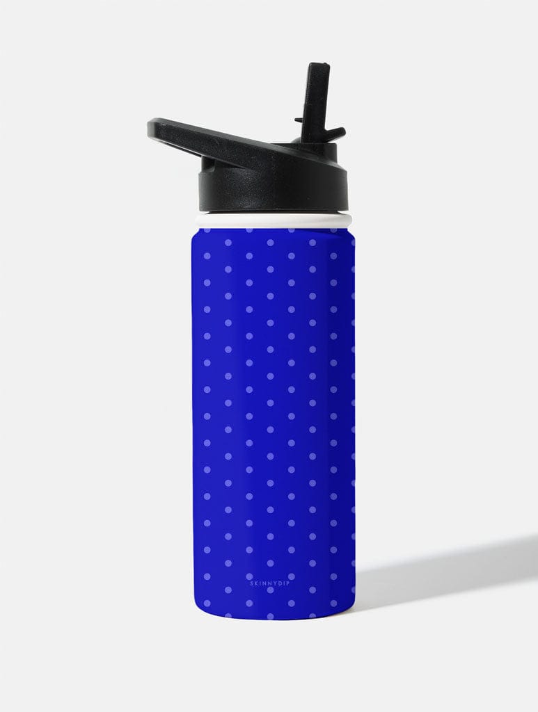 Cobalt Blue Mini Dots  18oz Stainless Steel Water bottle Water Bottles Skinnydip London