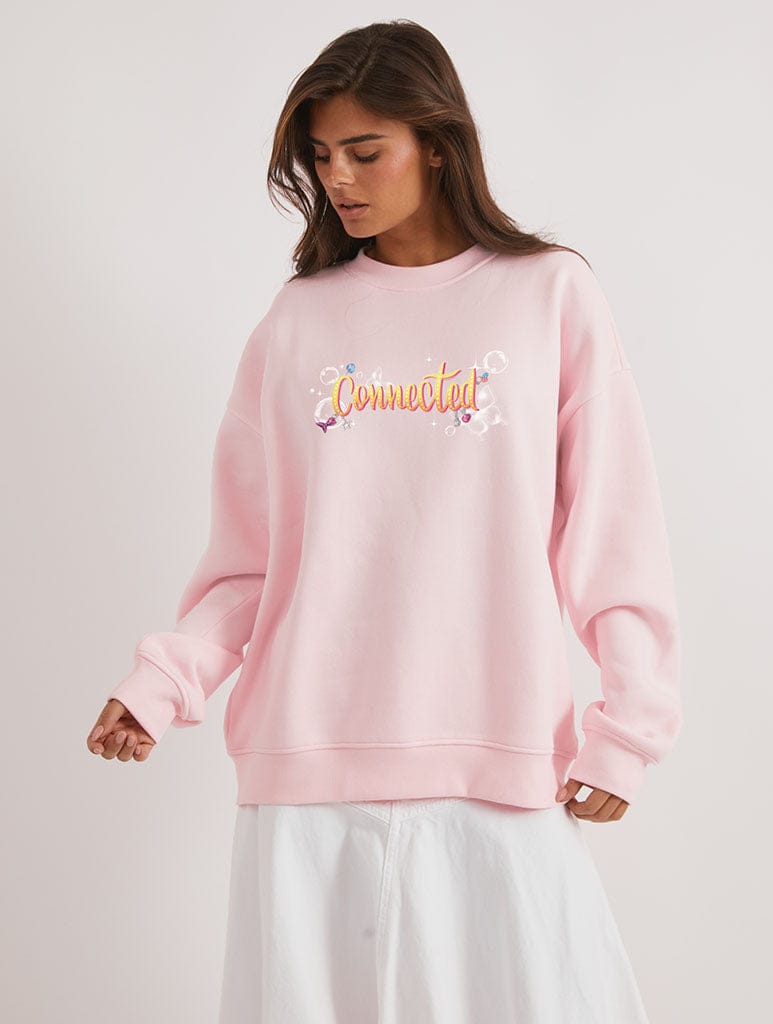 Connected Summer Poster Sweatshirt In Pink Hoodies & Sweatshirts Skinnydip London