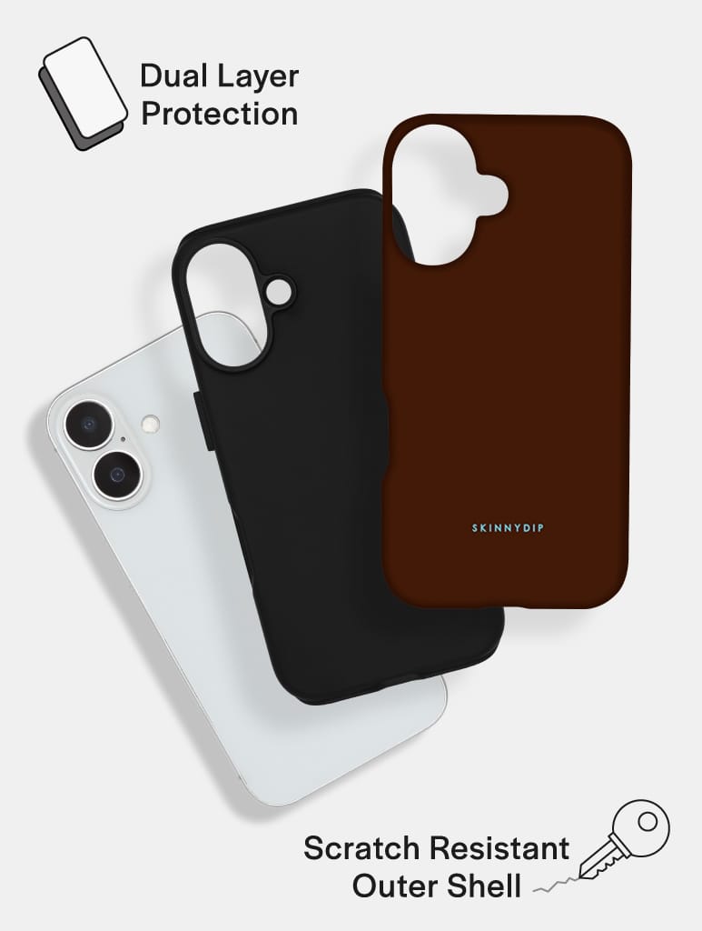 Cool Brown with Blue Solid Colour Ultra Protective iPhone Case Phone Cases Skinnydip London