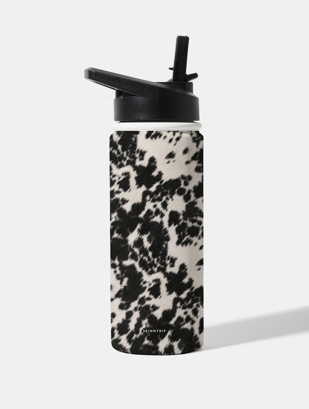 Cow Print Black and White 18oz Stainless Steel Water bottle Water Bottles Skinnydip London