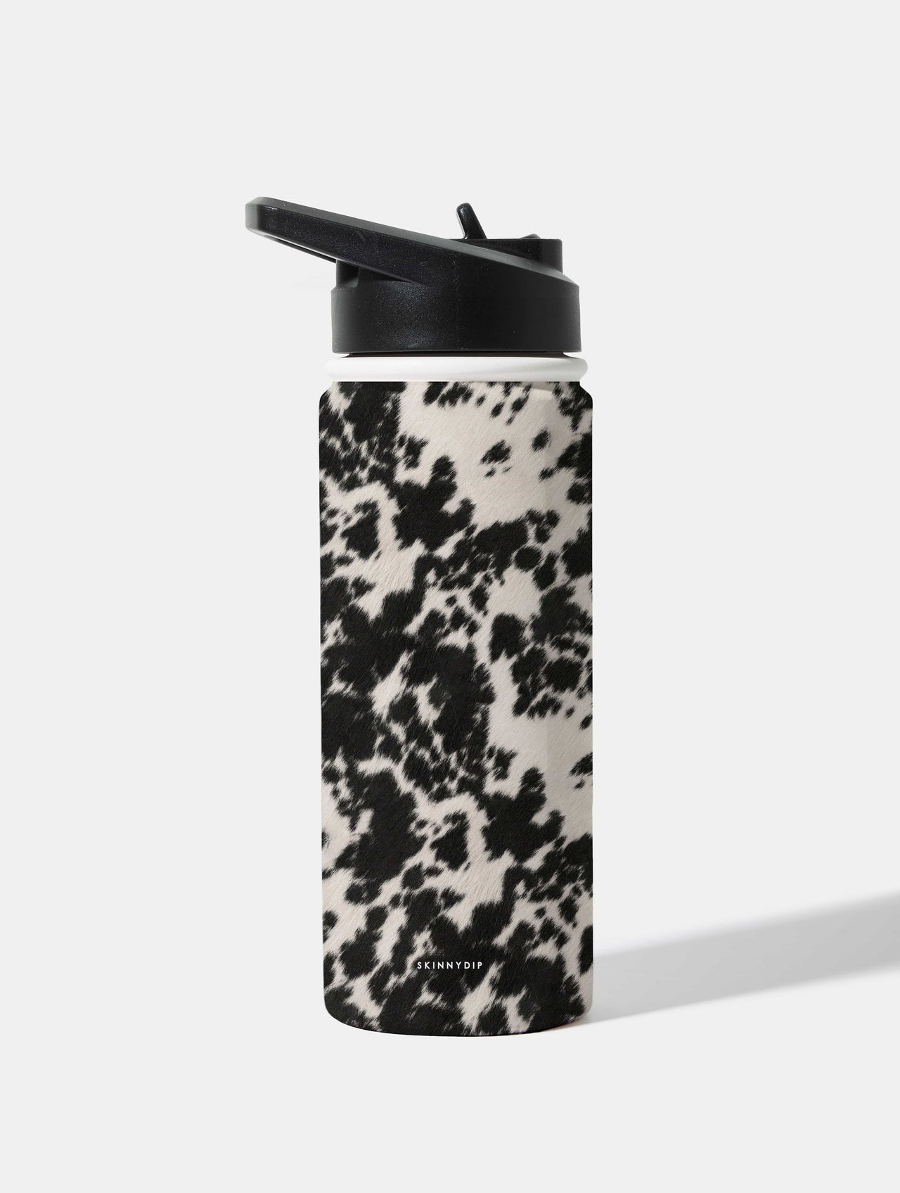 Cow Print Black and White 18oz Stainless Steel Water bottle Water Bottles Skinnydip London