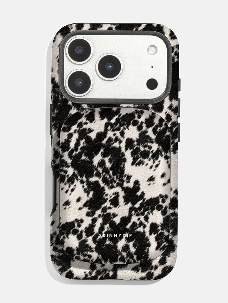 Cow Print Black and White Portable Magsafe Charger Portable Chargers Skinnydip London