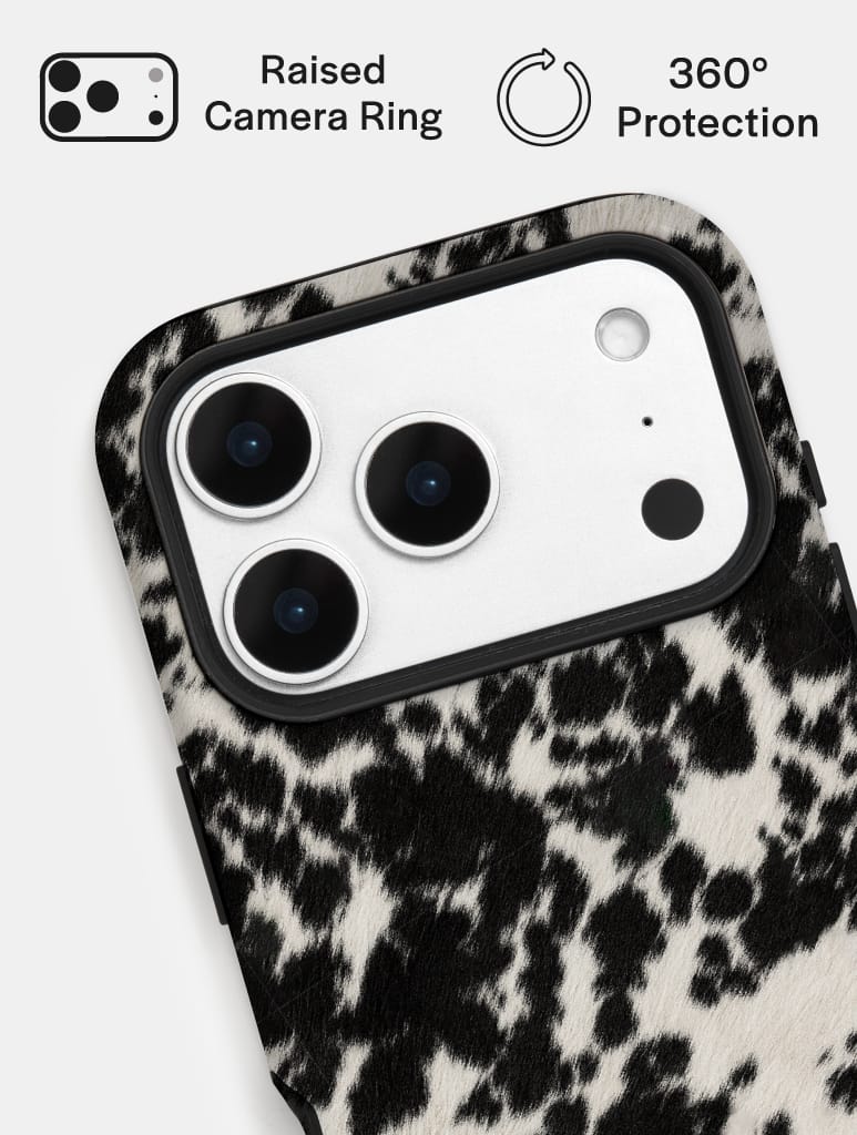 Cow Print Black and White Ultra Protective iPhone Case Tech Skinnydip London