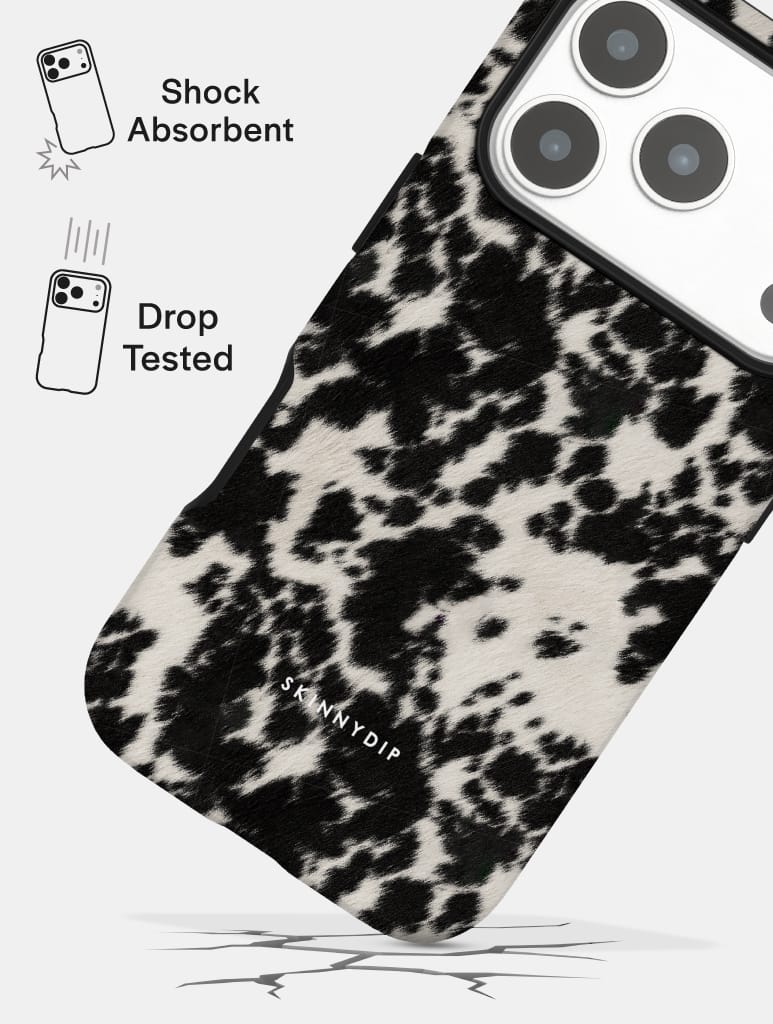 Cow Print Black and White Ultra Protective iPhone Case Tech Skinnydip London