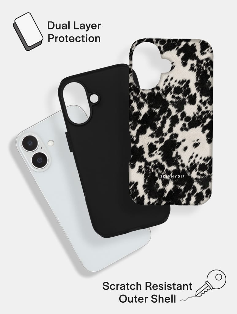 Cow Print Black and White Ultra Protective iPhone Case Tech Skinnydip London