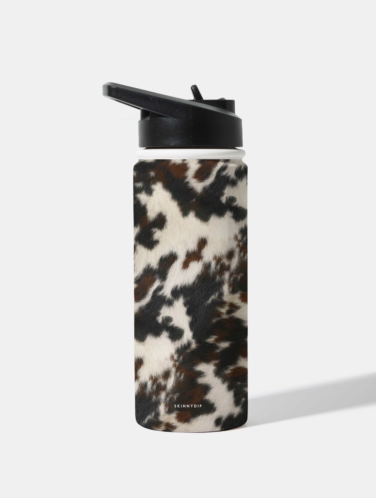 Cow Print Brown and Black 18oz Stainless Steel Water bottle Water Bottles Skinnydip London
