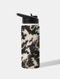 Cow Print Brown and Black 18oz Stainless Steel Water bottle Water Bottles Skinnydip London