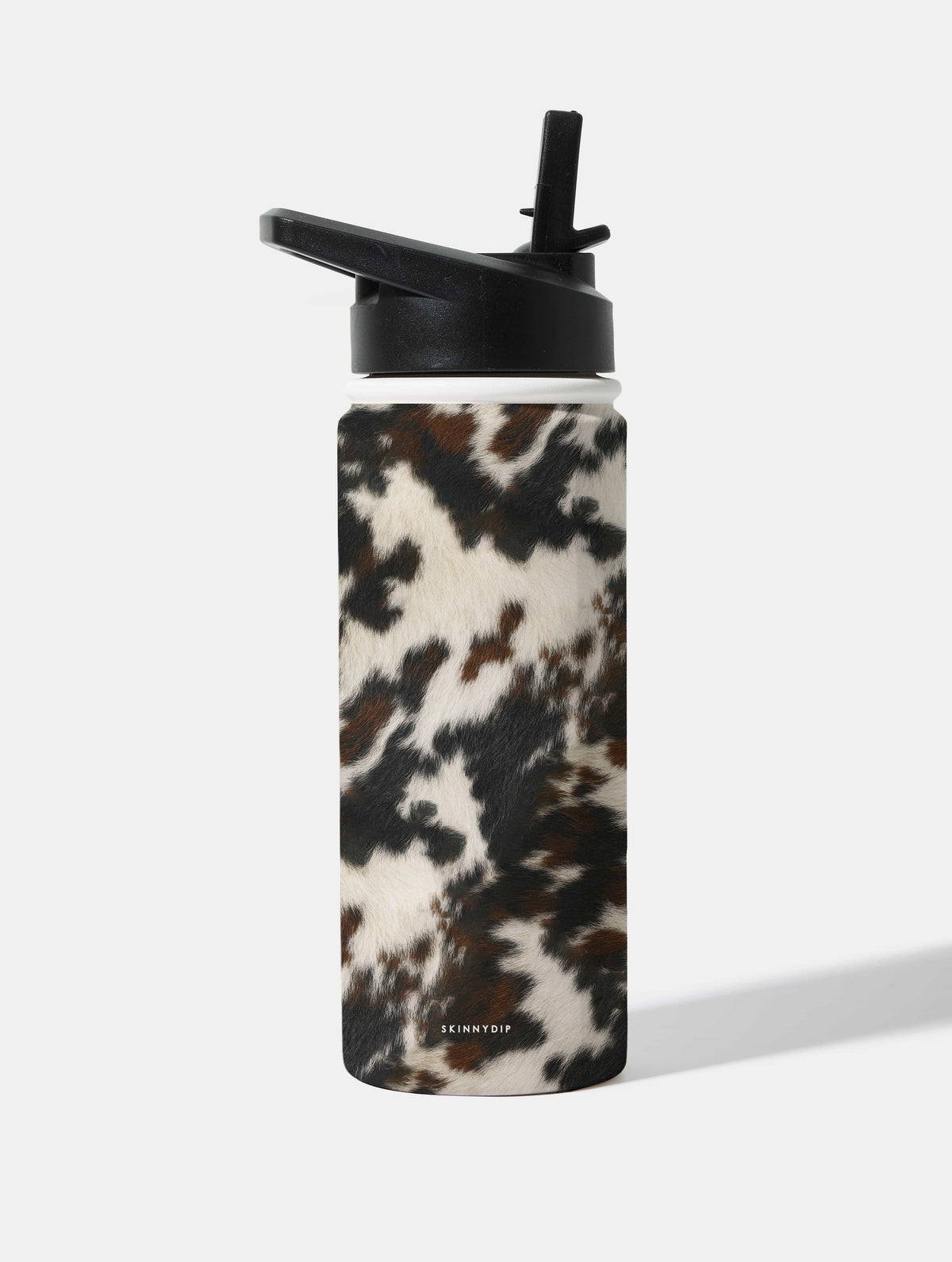 Cow Print Brown and Black 18oz Stainless Steel Water bottle Water Bottles Skinnydip London