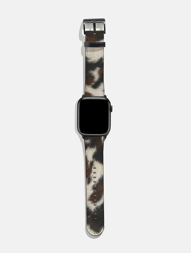 Cow Print Brown and Black Apple Watch Strap Watch Straps Skinnydip London