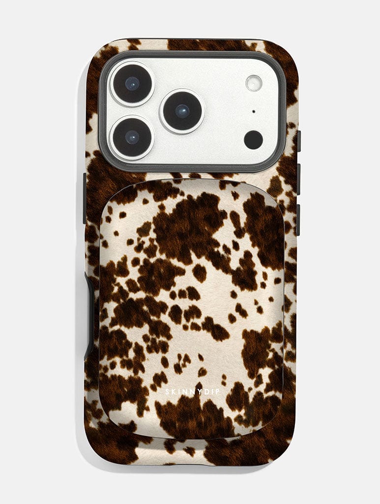 Cow Print Brown and Cream Portable Magsafe Charger Portable Chargers Skinnydip London