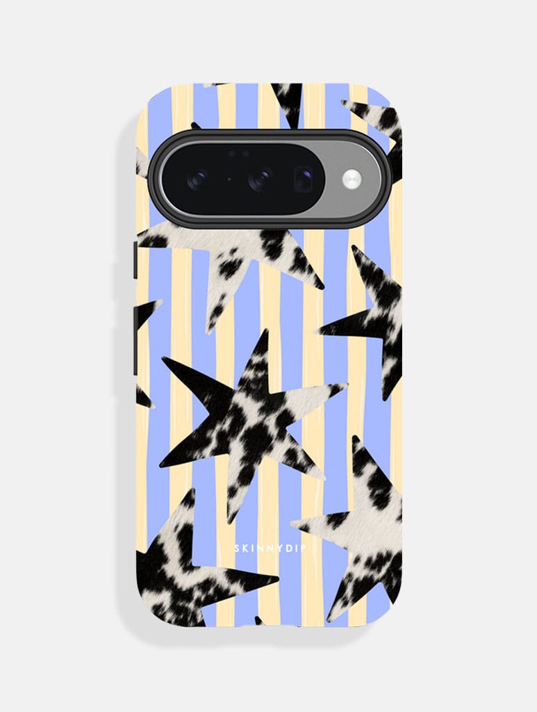 Cow Print Star Stripe Blue and Yellow Ultra Protective Google Pixel Case Phone Cases Skinnydip London