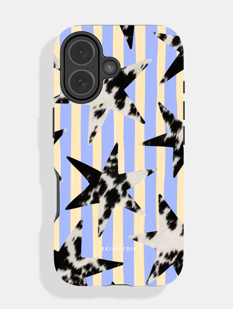 Cow Print Star Stripe Blue and Yellow Ultra Protective iPhone Case Phone Cases Skinnydip London