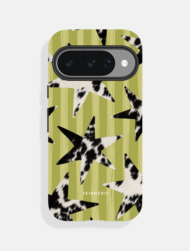 Cow Print Star Stripe Green Ultra Protective Google Pixel Case Phone Cases Skinnydip London